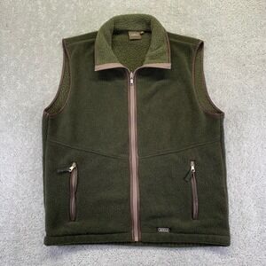 AIGLE Mens Fleece Vest Size Medium Olive Green Zip Up Polartec Outdoor Casual